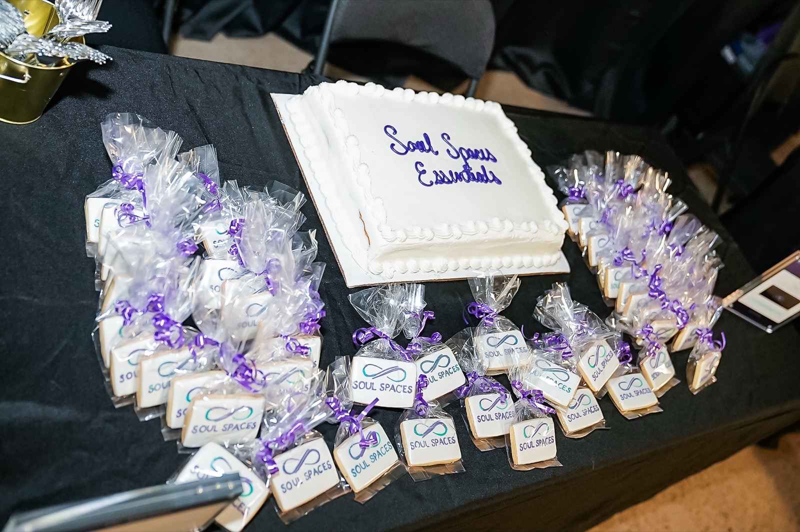 The Soul Spaces Essentials cake and logo cookies